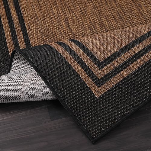 Luul Home Bordered Outdoor Rug 8x10 Washable Outside Carpet for Indoor Patio Porch Waterproof Easy Cleaning Non Shedding Area Rugs Nut Brown 8 x 10 - Image 4
