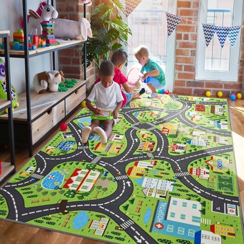 BENRON Community Car Play Rug 6x9 for palyroom, Educational Play Mat - Image 3