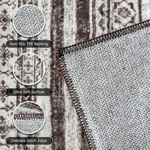 RUGSURE Washable Area Rugs 9' x 12' - 1/6 Thick - Moroccan-Inspired -Stain & Water Resistant Non-Slip - Resistant Rug for Living Room, Bedroom, Nursery, Pet & Child Friendly (Brown) - Image 6