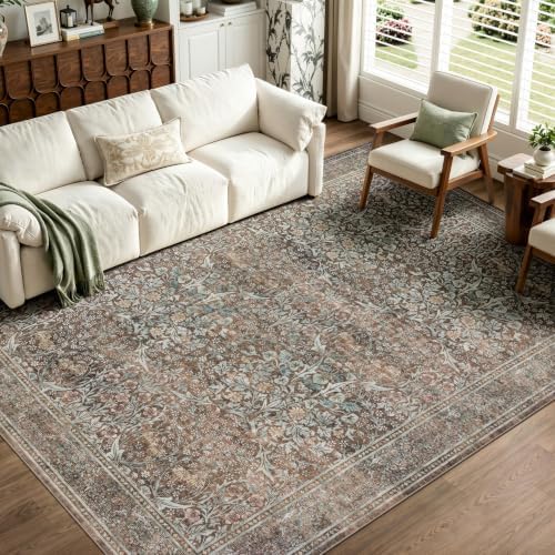 JOLLYVOGUE 5x7 Area Rugs for Living Room, Vintage Washable Rug, Brown by JOLLYVOGUE