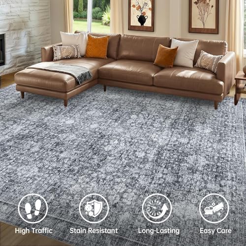 Sasttie 5x7 Area Rugs, Ultra-Soft Washable Rug for Living Room, Black Grey - Image 3