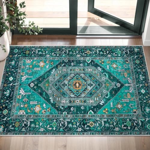 SERISSA 2x3 Washable Non Slip Boho Small Area Rug for Entryway，Teal - Image 5