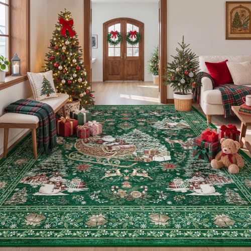 zesthome Christmas Area Rug 8x10, Washable Rugs for Living Room - Image 3