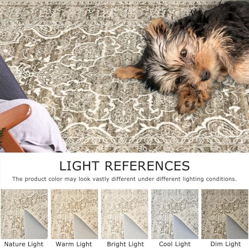 KUTA Vintage Washable Runner 2x5 Beige Brown 5ft Hallway Kitchen Runners - Image 5