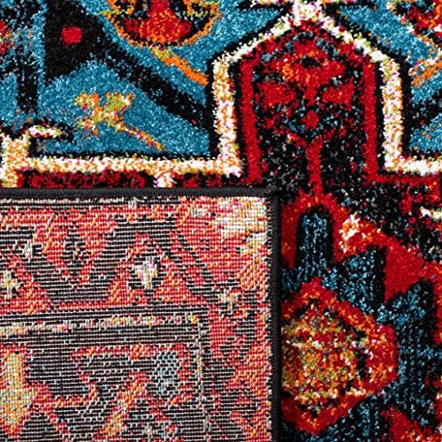SAFAVIEH Vintage Hamadan Collection Area Rug - 3' Square, Red & Light Blue, Traditional Persian Design, Non-Shedding & Easy to Clean, Ideal for Living Room, Bedroom, Dining Space (VTH211Q) - Image 4