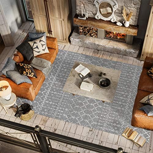 JONATHAN Y Boho Vintage Diamond Gray/Ivory Indoor Area Rug 10X14 ft, Moroccan Hype for Living Room, Bedroom, Kitchen, Office, Easy-Cleaning, High Traffic, Pet-Friendly, Non-Shedding (MOH101C-14) - Image 3