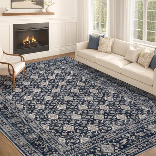 EIEIHOUSE Washable 9x12 Area Rugs for Living Room Navy Blue by EIEIHOUSE