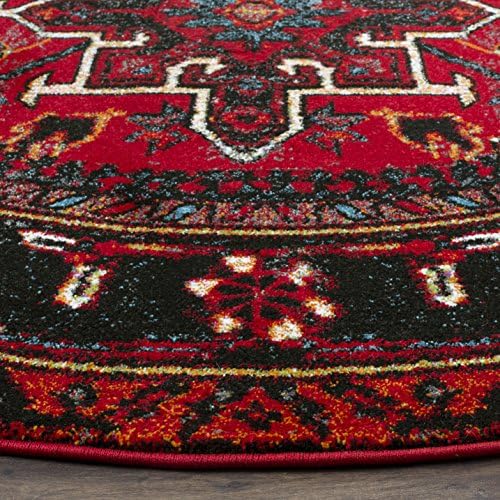 SAFAVIEH Vintage Hamadan Round Rug 3', Traditional Red & Multi VTH211A - Image 3