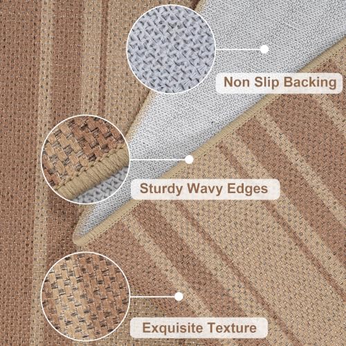 Zeeinx Striped Easy Jute Rug 8x10 Outdoor Rug Neutral Patio Rug - Image 4