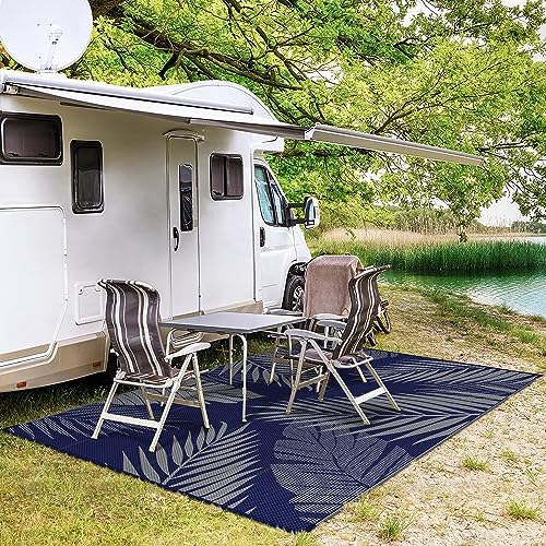 GENIMO Outdoor Rug, Waterproof Plastic Rugs for Patio, 6'x9' Blue Grey - Image 5