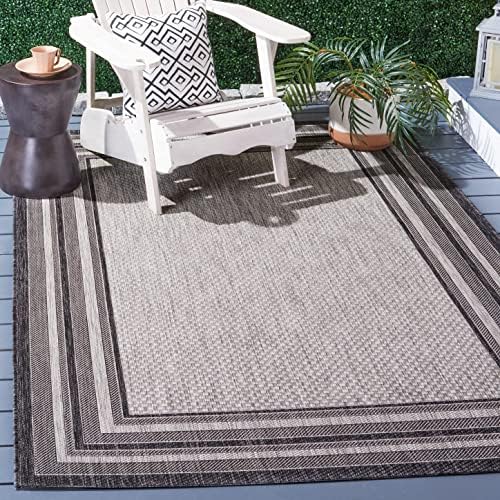 SAFAVIEH Washable Rug Outdoor Courtyard Collection - 6' x 8', Light Grey & Black, Non-Shedding & Easy Cleaning, Ideal for Patio, Entryway, Mudroom, Hallway, Kitchen (CY8475-37612) by Unknown