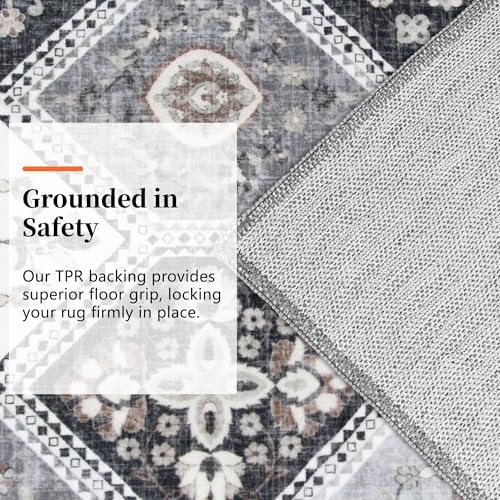 Area Rugs 9x12 Living Room, Non-Slip Vintage Boho Moroccan Rug, Gray/Gold - Image 6