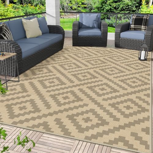 GENIMO Outdoor Rug, Waterproof Plastic Rugs for Patio, 6'x9' Oat Beige by GENIMO