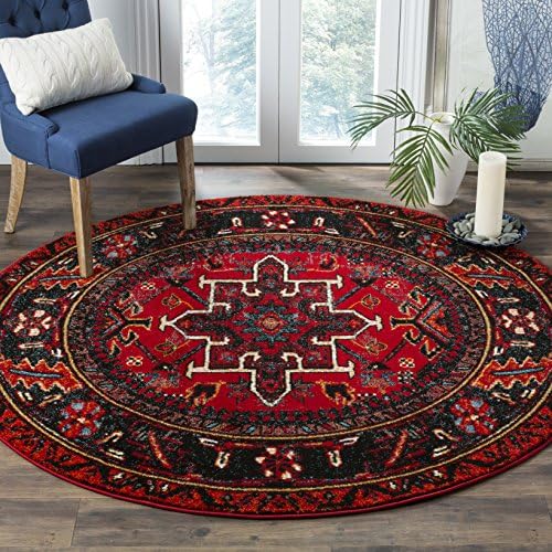 SAFAVIEH Vintage Hamadan Round Rug 6'7", Traditional Red & Multi VTH211A by Unknown