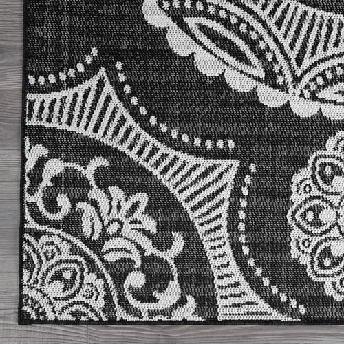 Luul Home Medallion Outdoor Rug 6x9 Washable Outside Carpet for Indoor Patio Porch Waterproof Easy Cleaning Non Shedding Area Rugs Black 6 x 9 - Image 5