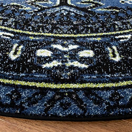 SAFAVIEH Vintage Hamadan Round Rug 5'3", Traditional Blue & Grey VTH211N - Image 6