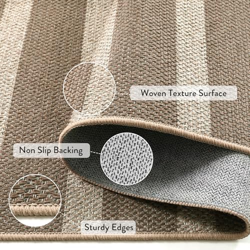 Lahome Striped Easy Jute Kitchen Runner Rug, 2x8 Washable Outdoor Rugs - Image 4
