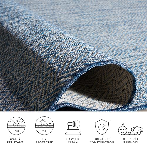 SAFAVIEH Courtyard Outdoor Square Rug 9', Modern Navy & Grey CY8022-36821 - Image 4