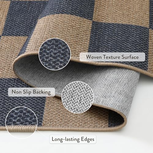 Lahome Checkered Easy Jute 3x5 Outdoor Rug, Washable Rugs for Entryway - Image 5