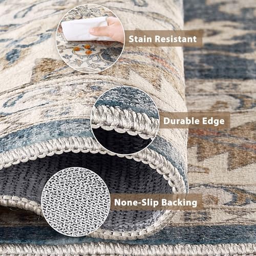 cotiled 3x12 Hallway Runner Rug for Entryway, Non-Slip Vintage, Vintage Blue - Image 6