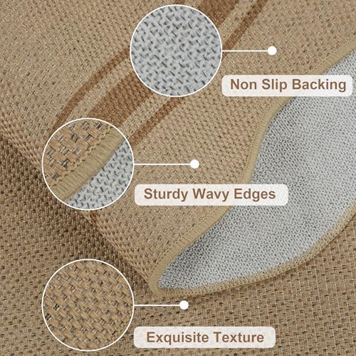 Zeeinx Easy Jute 3x5 Outdoor Scalloped Rug Washable Area Rug - Image 4