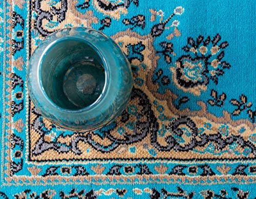Unique Loom Reza Collection Traditional Persian Style Area Rug, 2 ft 2 in x 3 ft, Turquoise/Ivory - Image 5