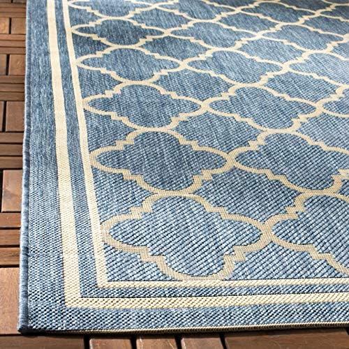 SAFAVIEH Washable Rug Outdoor Courtyard Collection - 2'3" x 20' Runner, Blue & Beige, Non-Shedding & Easy Cleaning, Ideal for Patio, Entryway, Mudroom, Hallway, Kitchen (CY6918-243) - Image 3
