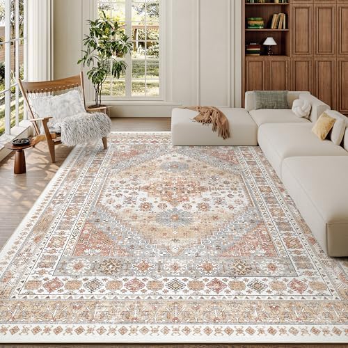 zesthome 7x9 Area Rugs for Living Room,Large Washable Rug,Orange by Zesthome