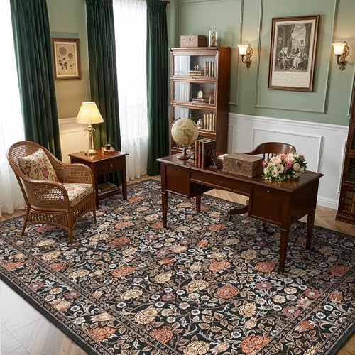 GarveeHome Dark Brown Floral 6x9 Area Rug for Bedroom Living Room - Image 2