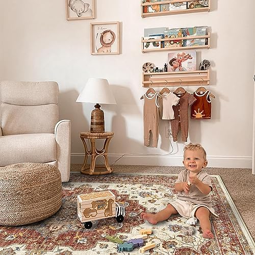 TOPRUUG Washable Oriental Area Rug - 9x12 Rugs for Living Room Soft Carpet for Bedroom Waterproof Floral Distressed Indoor Stain Resistant Non-Shedding Floor Carpets (Red, 9x12) - Image 3