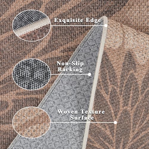 Zeeinx 8x10 Easy Jute Outdoor Rug Floral Textured Outdoor Patio Rug - Image 4