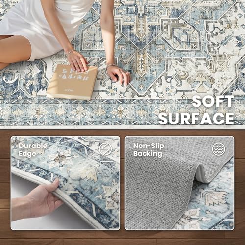 zesthome 5x7 Area Rugs for Living Room,Large Washable Rug,Blue - Image 6