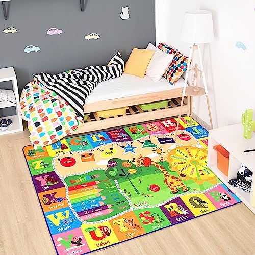 Chicrug 9x12 ABC Kids Rug for Classroom, Washable Non Slip Playroom Playmat - Image 4