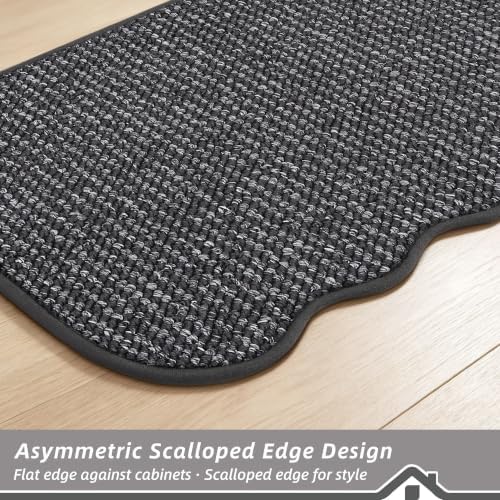 BEQHAUSE Kitchen Rugs Set of 2 Scalloped Edge, 17x30+17x48 in, Charcoal - Image 5