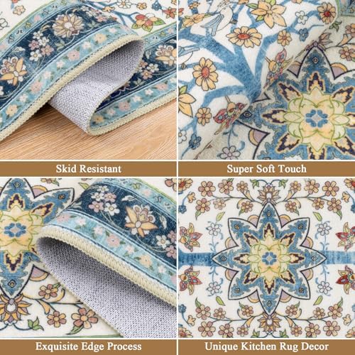 HEBE Boho Kitchen Rugs Set of 3, Non Slip Washable Kitchen Mats for Floor - Image 5