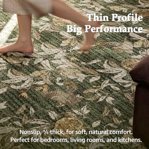 jinchan 3x10 Runner Rug Floral Vintage Washable Area Rug, Green - Image 5