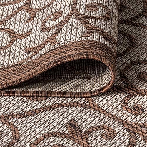 JONATHAN Y Vintage Filigree Indoor Outdoor Square Area Rug 8X8 Taupe/Espresso, Madrid Textured Weave for Backyard, Patio, Porch, Easy-Cleaning, High Traffic, Pet-Friendly, Non-Shedding (SMB107C-8SQ) - Image 4
