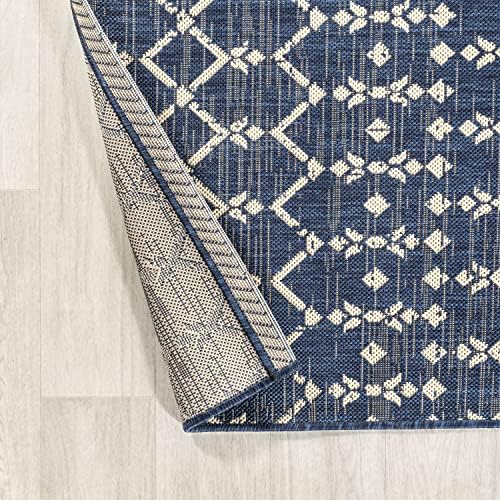 JONATHAN Y Moroccan Geometric Indoor Outdoor Area Rug 10X14 Navy/Beige, Ourika Textured Weave for Backyard, Patio, Porch, Easy-Cleaning, High Traffic, Pet-Friendly, Non-Shedding (SMB108K-14) - Image 5