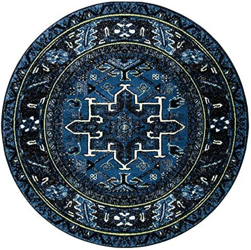 SAFAVIEH Vintage Hamadan Round Rug 8', Traditional Blue & Grey VTH211N - Image 3