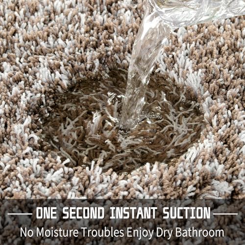 Yimobra Toilet Rugs U Shaped Washable 24X20, Soft Toilet Mat, Brown&White - Image 6
