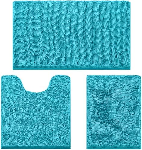 HOMEIDEAS Bathroom Rugs Set of 3, Super Soft Absorbent Chenille Bath Rugs by HOMEIDEAS