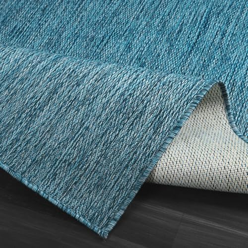 CAMILSON Outdoor Rug 6x9 Modern Area Rugs for Indoor and Outdoor Patios and Porches - Waterproof, Washable, Non-Shedding, Easy-to-Clean Outside Carpet (6 x 9, Solid - Aqua) - Image 5