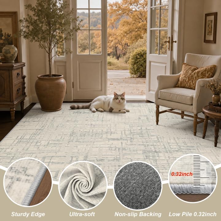 6x9 Area Rugs Living Room: Washable Vintage Floral Rug for Bedroom - Image 5