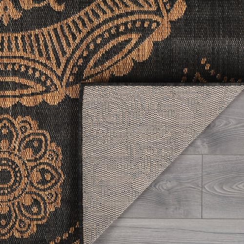 Luul Home Medallion Outdoor Rug 9x12 Washable Outside Carpet for Indoor Patio Porch Waterproof Easy Cleaning Non Shedding Area Rugs Nut Brown 9 x 12 - Image 3