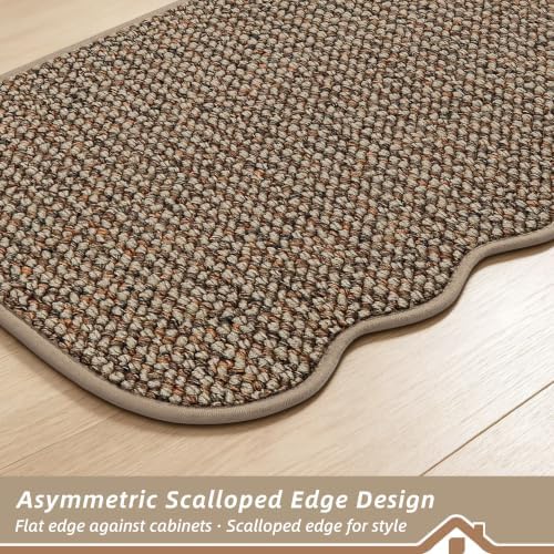 BEQHAUSE Kitchen Rugs Set of 2 Scalloped Edge, 17x30+17x60 in, Taupe - Image 5