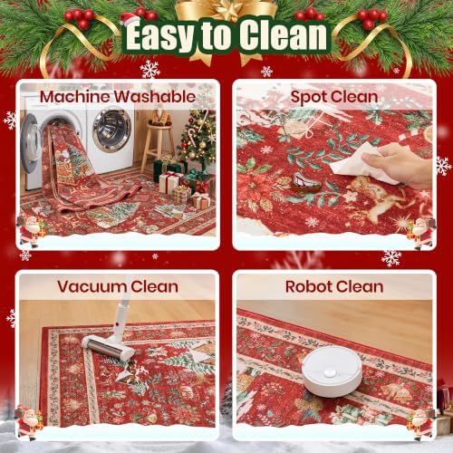 zesthome 8x10 Area Rugs, Christmas Rugs for Living Room,Washable Rug,Red - Image 4