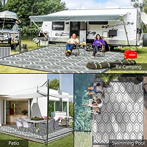 fifame 9x12 Outdoor Rug, Plastic Woven Patio Mat, Waterproof RV Camping Rug - Image 5