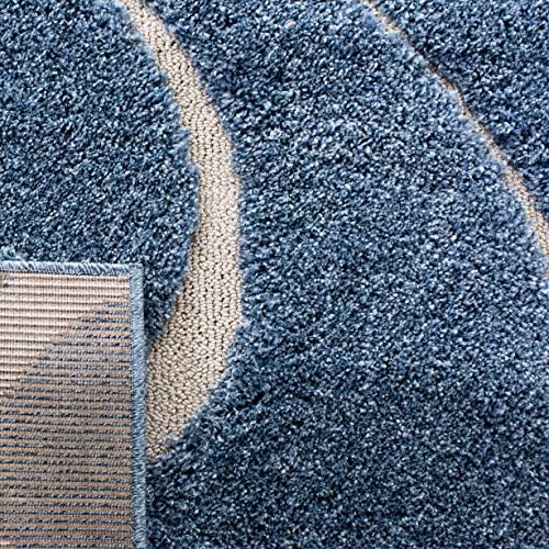 SAFAVIEH Florida Shag Square Rug 8', Soft Light Blue & Cream SG471-6011 - Image 4