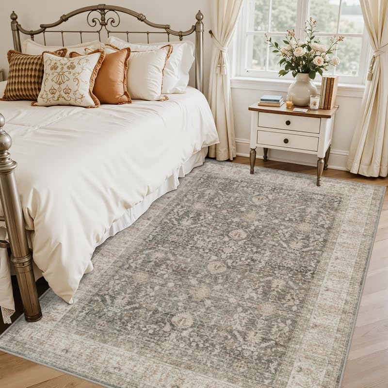 6x9 Area Rugs Living Room: Bedroom Washable Carpet Warm Taupe - Image 2