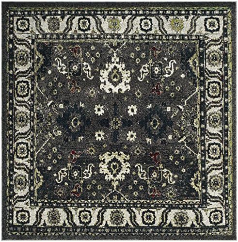 SAFAVIEH Vintage Hamadan Collection Area Rug - 6'7" Square, Dark Grey & Ivory, Traditional Persian Design, Non-Shedding & Easy to Clean, Ideal for Living Room, Bedroom, Dining Space (VTH214M) - Image 3